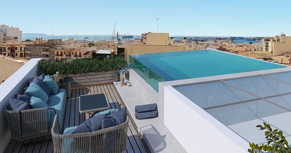 Modern flat with rooftop pool for sale in Palma